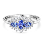 D'Joy Tanzanite & Moissanite Cluster Ring in Platinum Overlay Sterling Silver 1.00 Ct._8486741