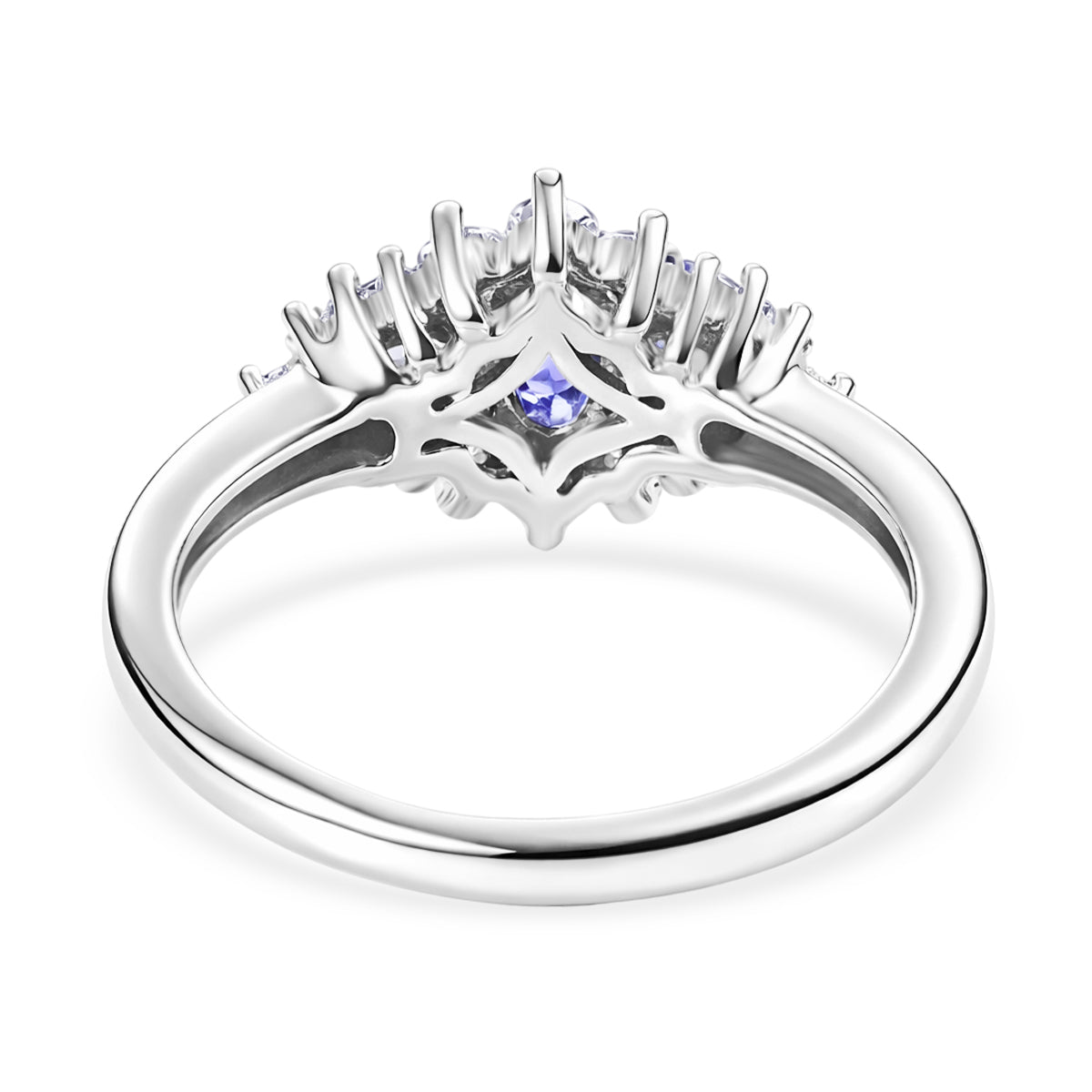 D'Joy Tanzanite &amp; Moissanite Cluster Ring in Platinum Overlay Sterling Silver 1.00 Ct. V32556781 3