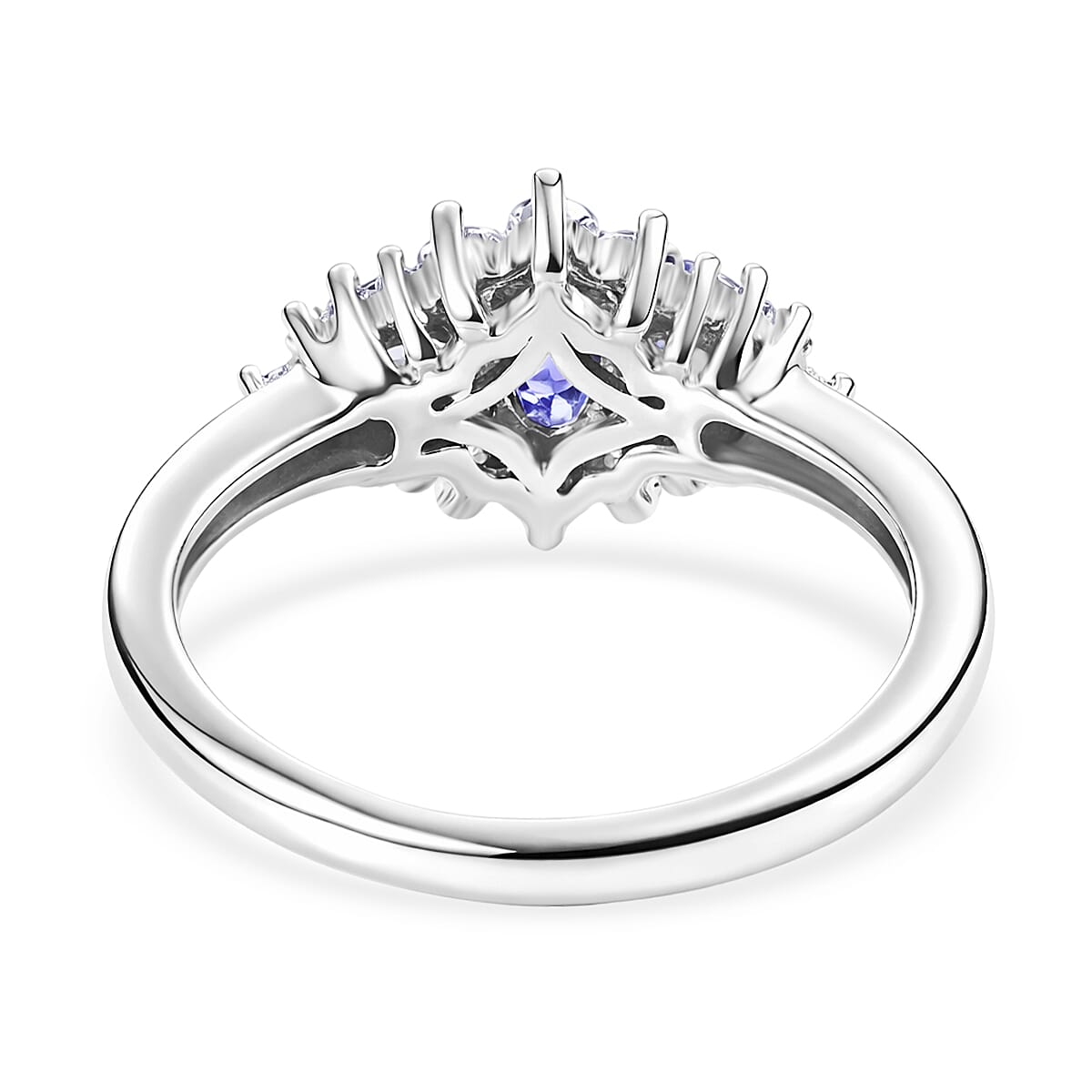 D'Joy Tanzanite &amp; Moissanite Cluster Ring in Platinum Overlay Sterling Silver 1.00 Ct. V32556740 3