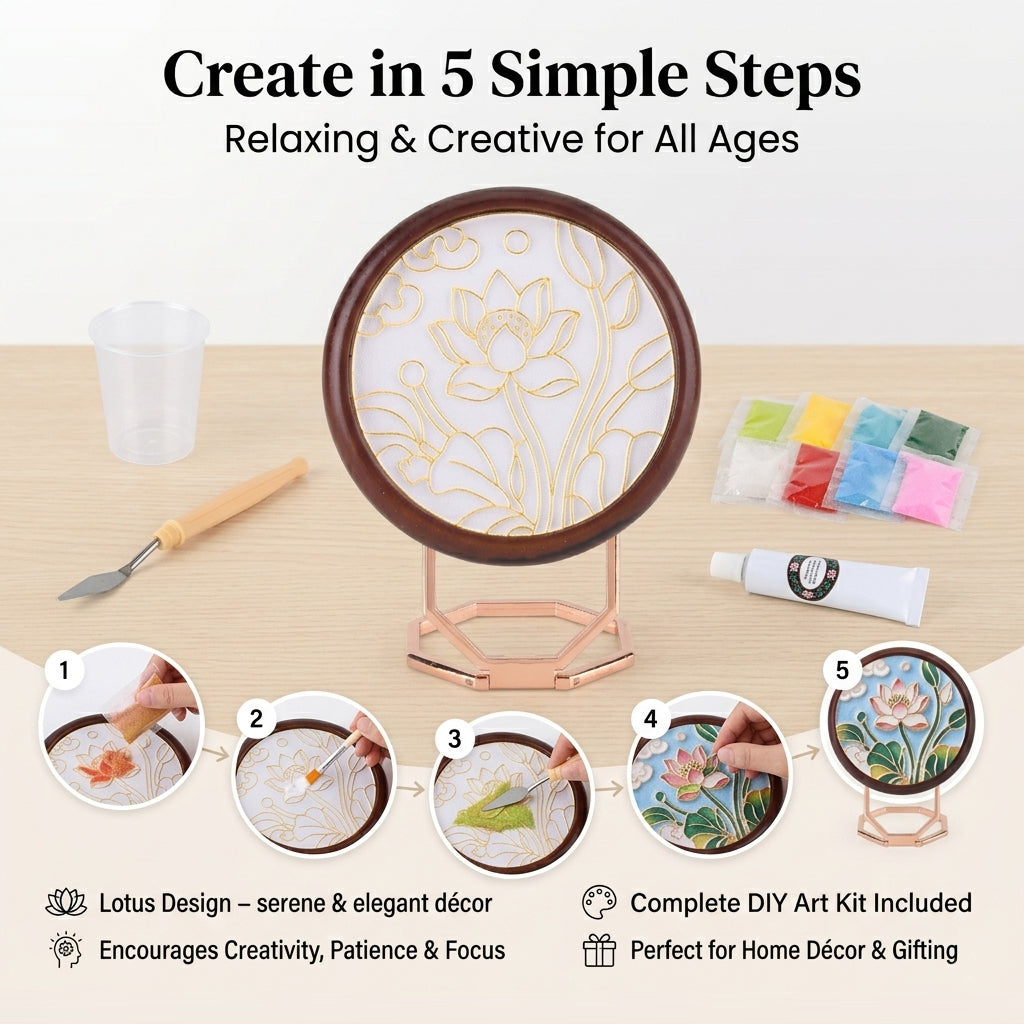Golden Lottery Lotus DIY Photo Frame Painting Set V32527096 4