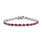 African Ruby & Luxuriant SI-G/H Lab Grown Diamond Tennis Bracelet (Size - 8) with GB Lock Box in Rhodium Overlay Sterling Silver 19.26 Ct._8486803