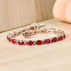 African Ruby & Luxuriant SI-G/H Lab Grown Diamond Tennis Bracelet (Size - 8) with GB Lock Box in Rhodium Overlay Sterling Silver 19.26 Ct._8486803_2