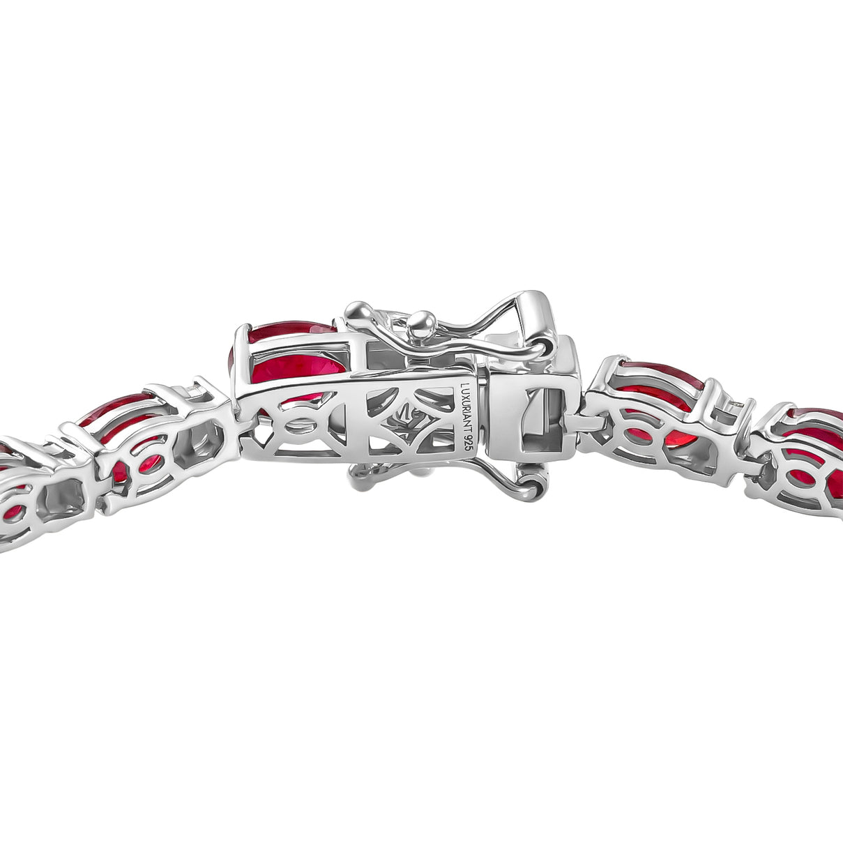 LUXURIANT African Ruby, Lab Grown Diamond Line Bracelet (Size - 8) with GB Lock Box in Rhodium Overlay Sterling Silver 19.26 Ct. 8486803 4