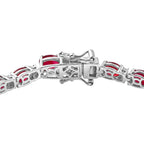 African Ruby & Luxuriant SI-G/H Lab Grown Diamond Tennis Bracelet (Size - 8) with GB Lock Box in Rhodium Overlay Sterling Silver 19.26 Ct._8486803_3