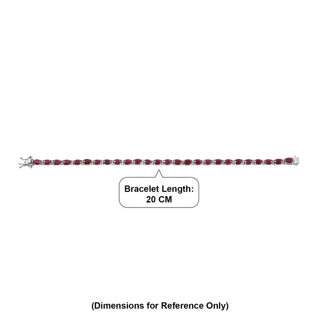 African Ruby & Luxuriant SI-G/H Lab Grown Diamond Tennis Bracelet (Size - 8) with GB Lock Box in Rhodium Overlay Sterling Silver 19.26 Ct._8486803_4