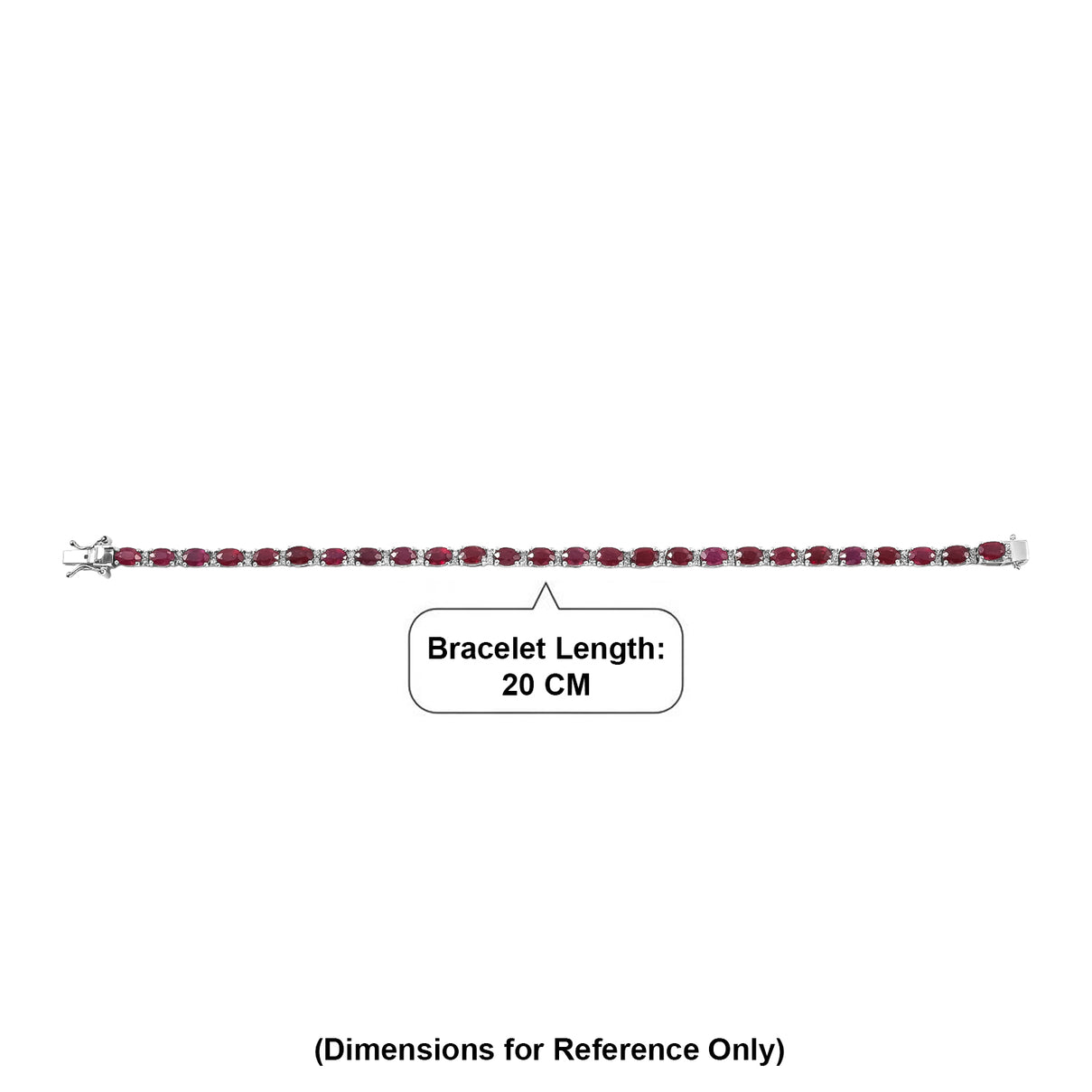 LUXURIANT African Ruby, Lab Grown Diamond Line Bracelet (Size - 8) with GB Lock Box in Rhodium Overlay Sterling Silver 19.26 Ct. 8486803 5
