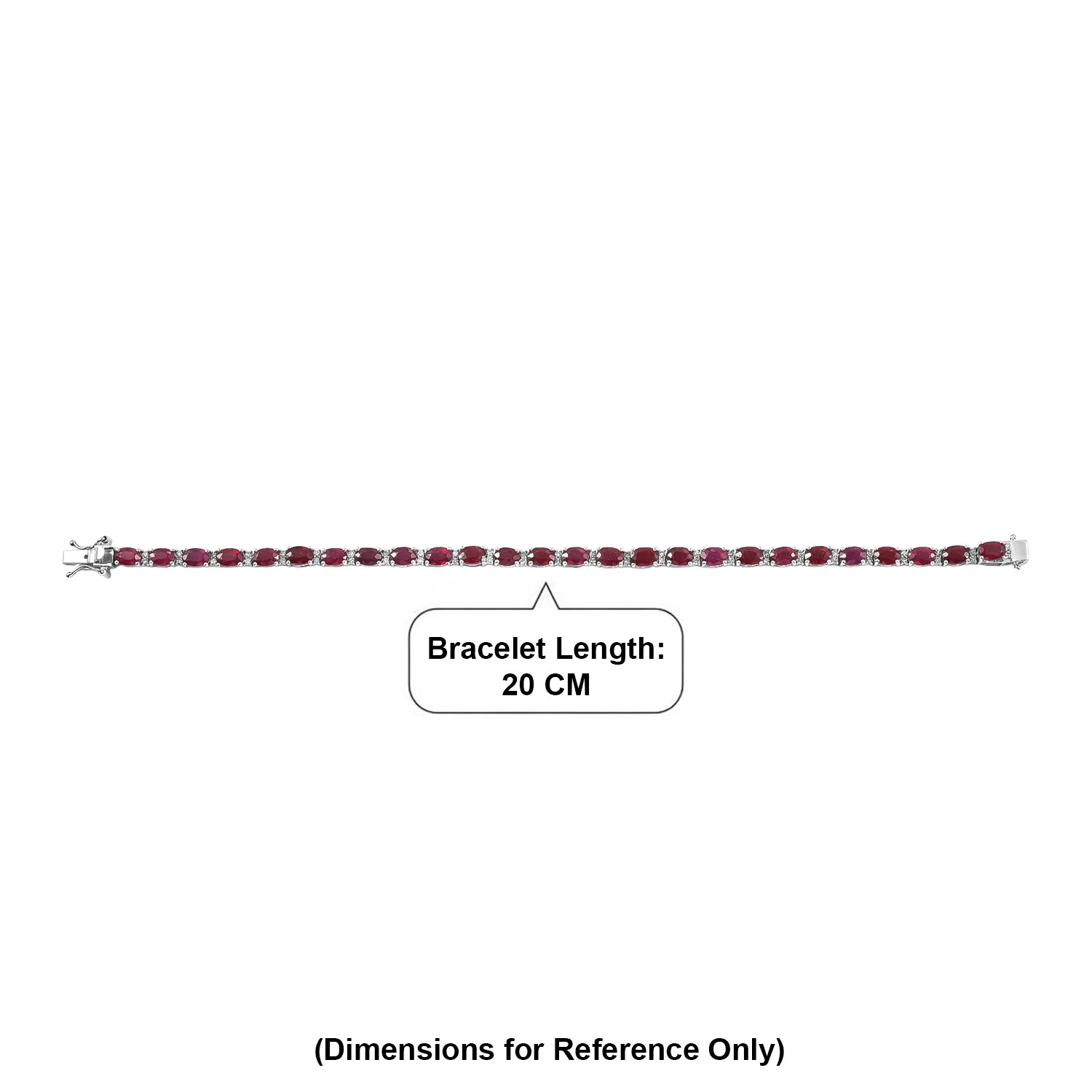 LUXURIANT African Ruby, Lab Grown Diamond Line Bracelet (Size - 8) with GB Lock Box in Rhodium Overlay Sterling Silver 19.26 Ct. 8486803 5
