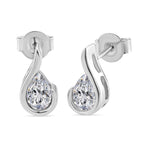 D'Joy - GRA Certified Moissanite D-VVS1 Pear Cut Solitaire Earring with Push Back in Rhodium Overlay Sterling Silver_8486811
