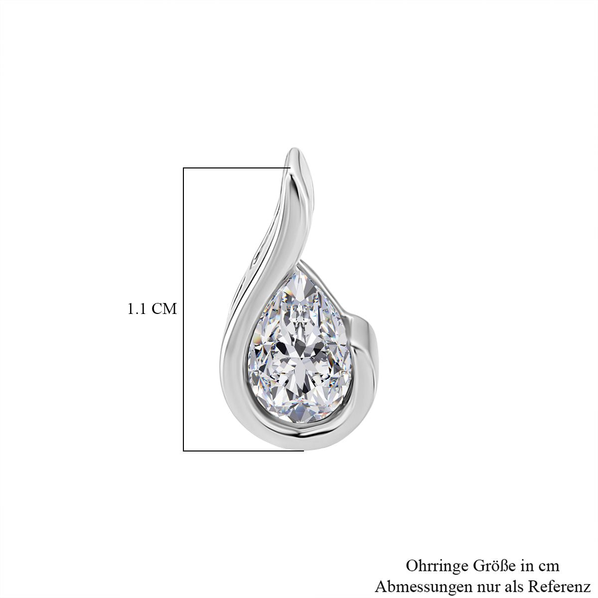 D'Joy - GRA Certified Moissanite D-VVS1 Pear Cut Solitaire Earring with Push Back in Rhodium Overlay Sterling Silver. V32537749 5
