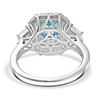 D'Joy Lagoon Tourmaline, Moissanite Main Stone With Surrounding Stone Ring in Rhodium OverlaySterling Silver  2.010  Ct._8486894_4