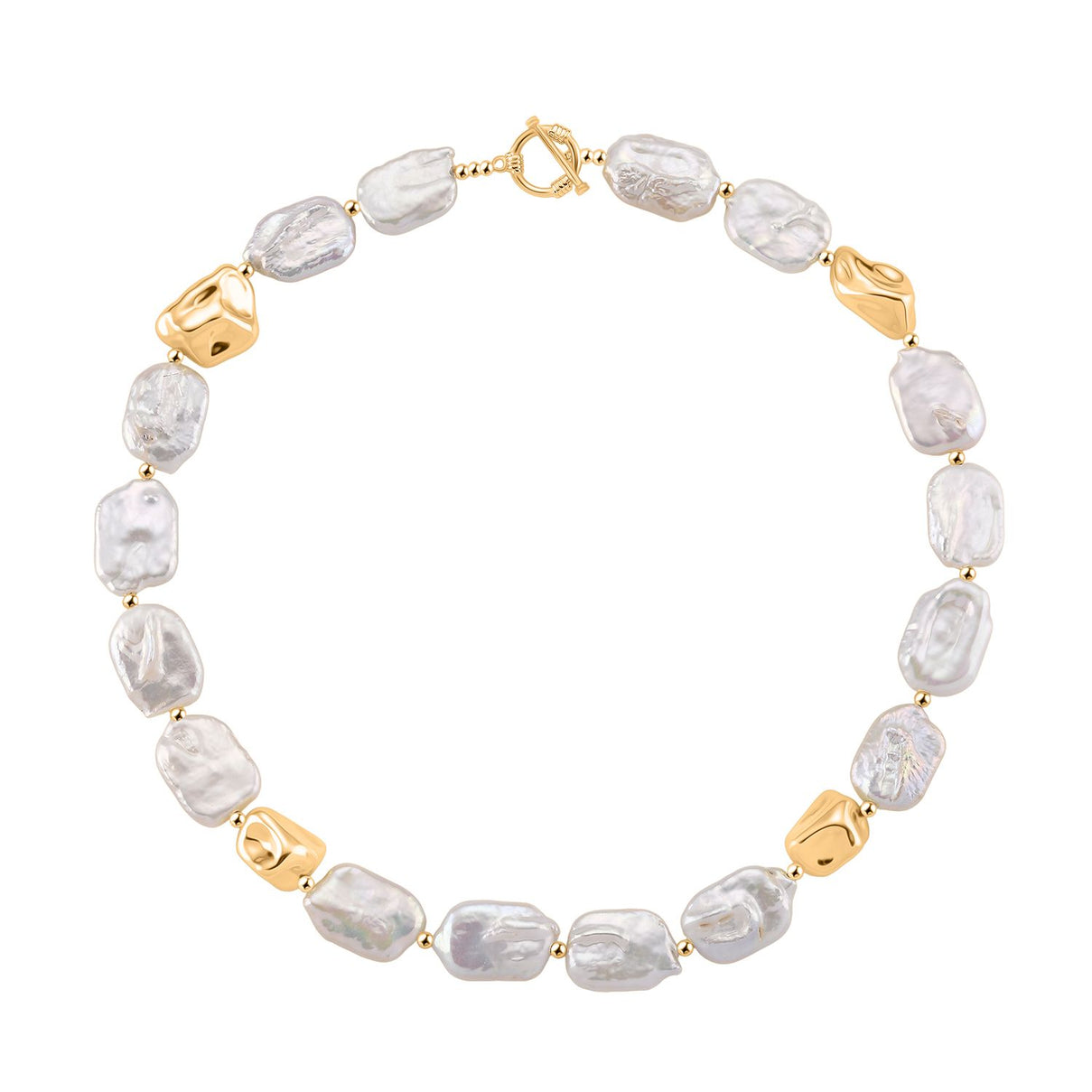 Designer Inspired Top Lustre AAA Keshi Pearl Necklace (Size - 20) with T-Bar Clasp 8486948 3