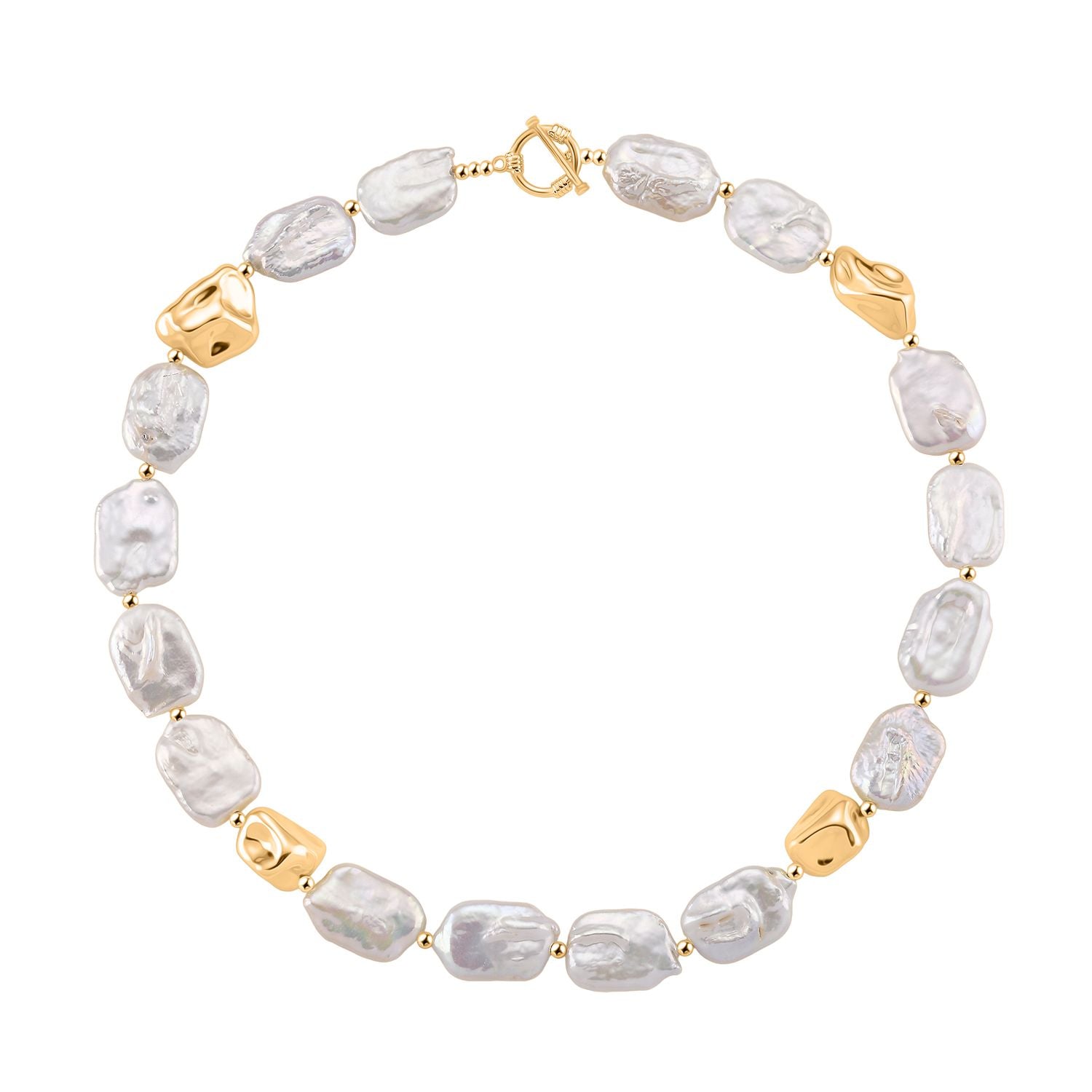 Designer Inspired Top Lustre AAA Keshi Pearl Necklace (Size - 20) with T-Bar Clasp 8486948 3