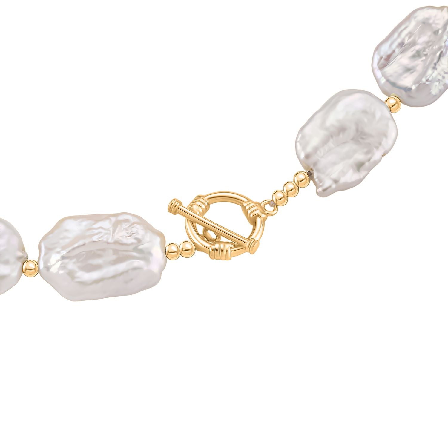 Designer Inspired Top Lustre AAA Keshi Pearl Necklace (Size - 20) with T-Bar Clasp 8486948 4