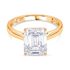 9K Yellow Gold GRA Certified Moissanite D-VVS1 Emerald Cut Solitaire Ring 4.00 Ct._8486960