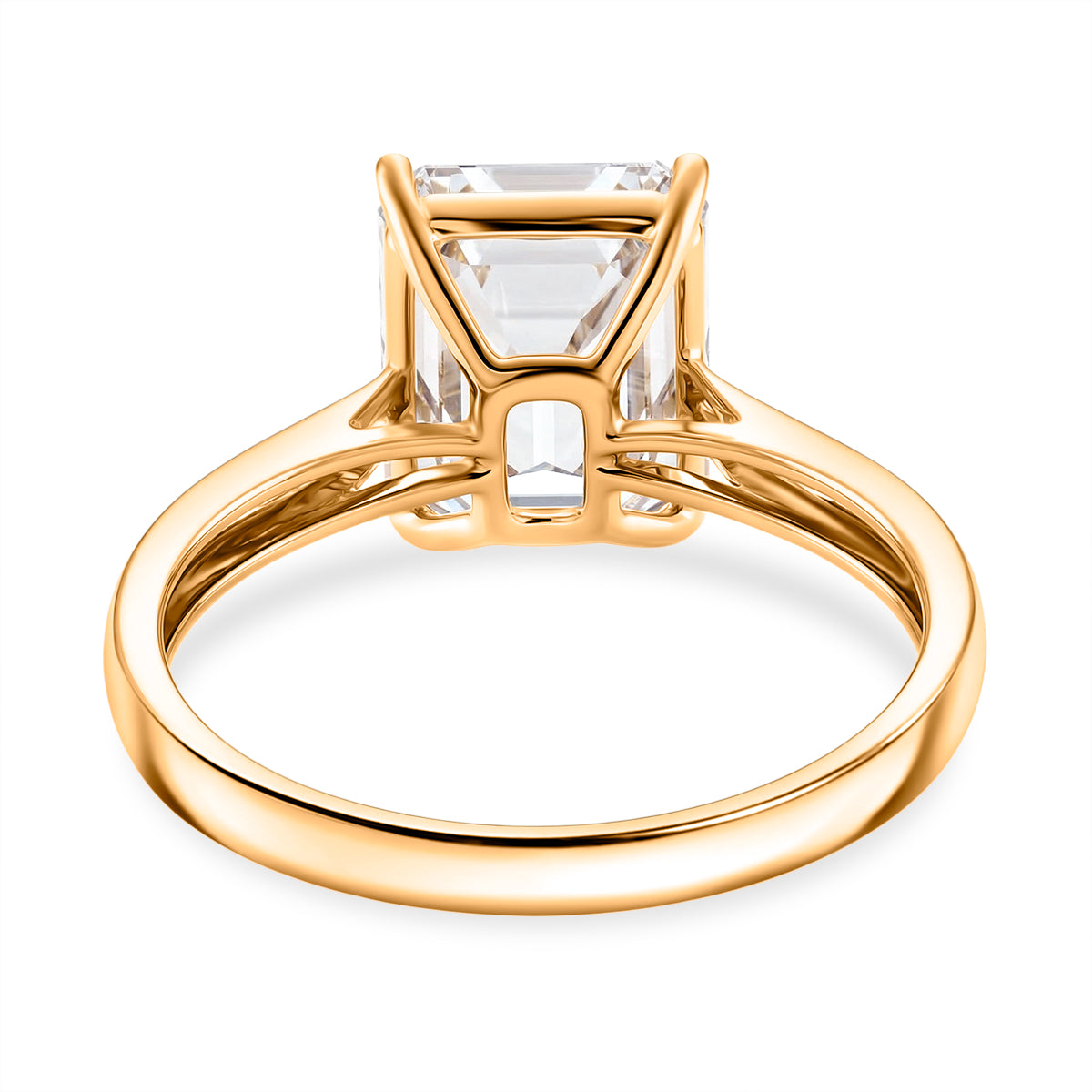9K Yellow Gold GRA Certified Moissanite D-VVS1 Emerald Cut Solitaire Ring 4.00 Ct. V32512728 5