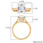 9K Yellow Gold GRA Certified Moissanite D-VVS1 Emerald Cut Solitaire Ring 4.00 Ct._8486963_5