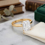 9K Yellow Gold GRA Certified Moissanite D-VVS1 Emerald Cut Solitaire Ring 4.00 Ct._8486966_2