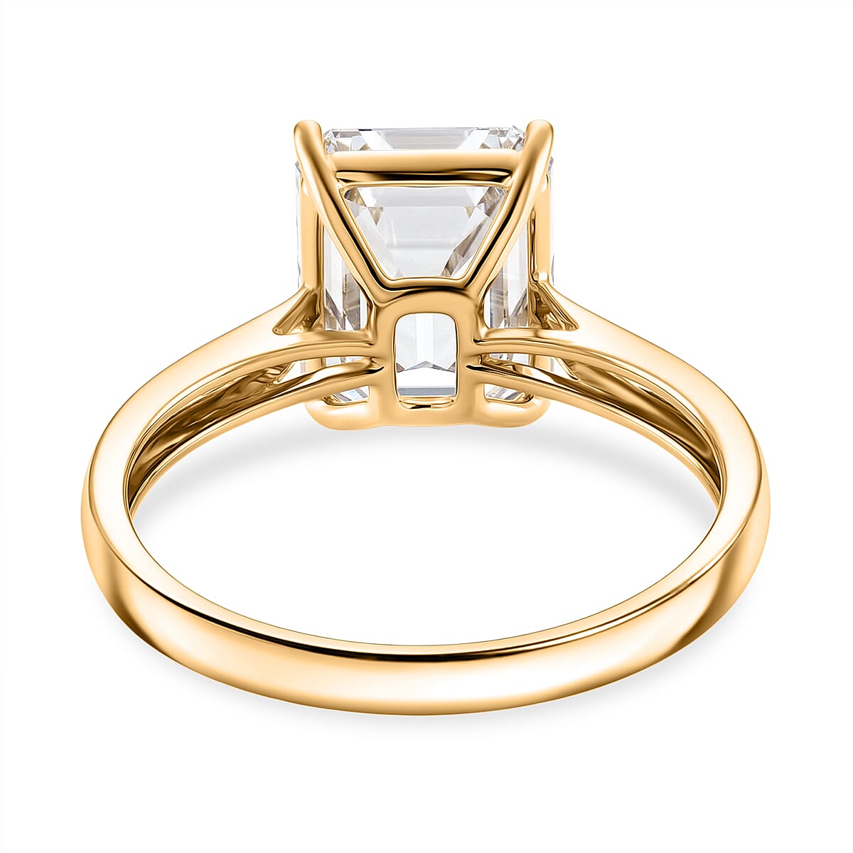 9K Yellow Gold GRA Certified Moissanite D-VVS1 Emerald Cut Solitaire Ring 4.00 Ct. V32579259 5