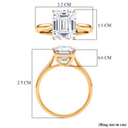 9K Yellow Gold GRA Certified Moissanite D-VVS1 Emerald Cut Solitaire Ring 4.00 Ct.