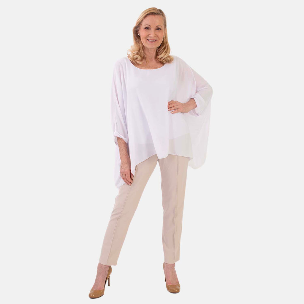 Pure And Nature Plain Batwing Floaty Top With Lining (One size) - White_8487246
