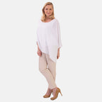 Pure And Nature Plain Batwing Floaty Top With Lining (One size) - White_8487246_1