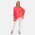 Pure And Nature Plain Batwing Floaty Top With Lining (One size) - Coral_8487247