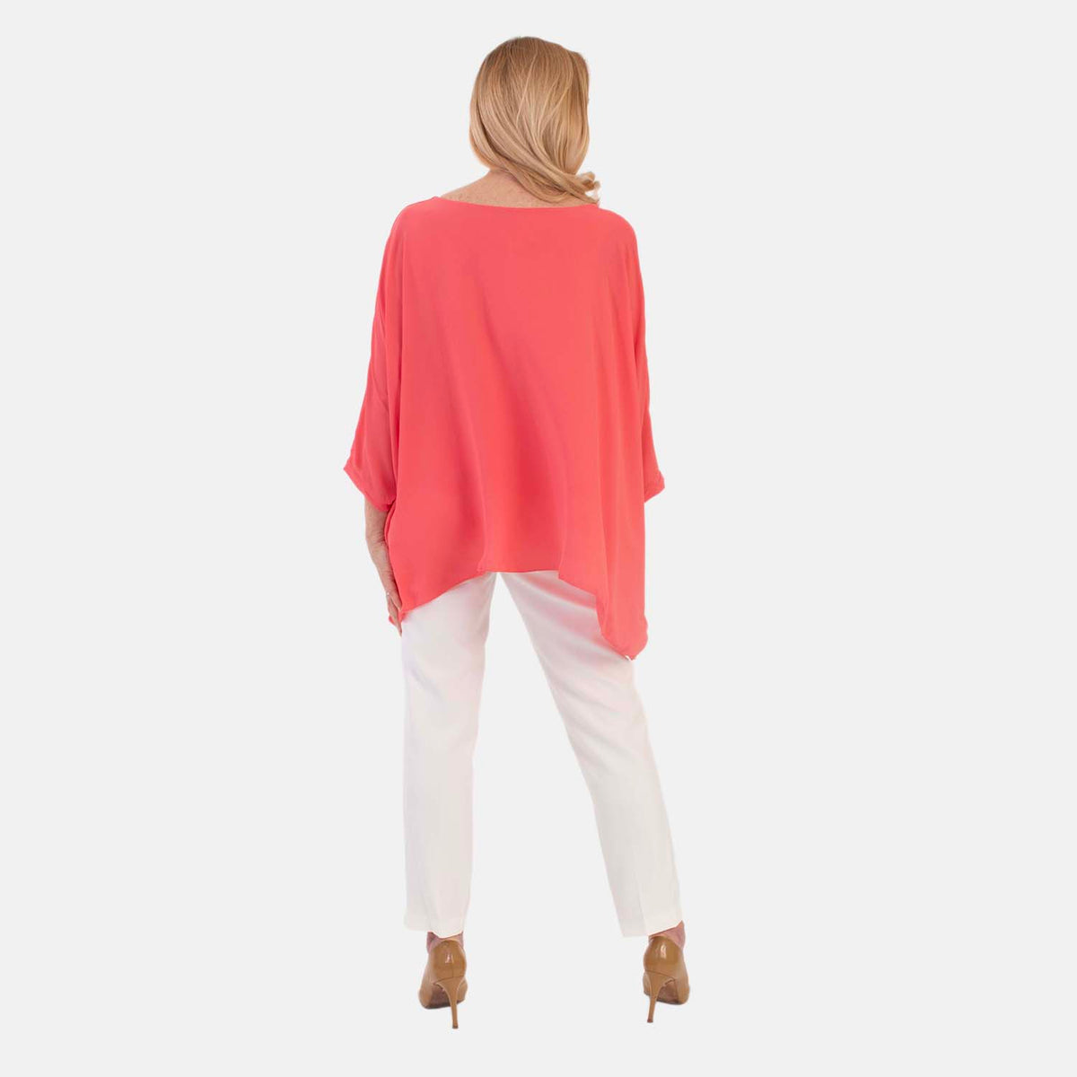 Pure And Nature Plain Batwing Floaty Top With Lining (One size) - Coral V32518104 1