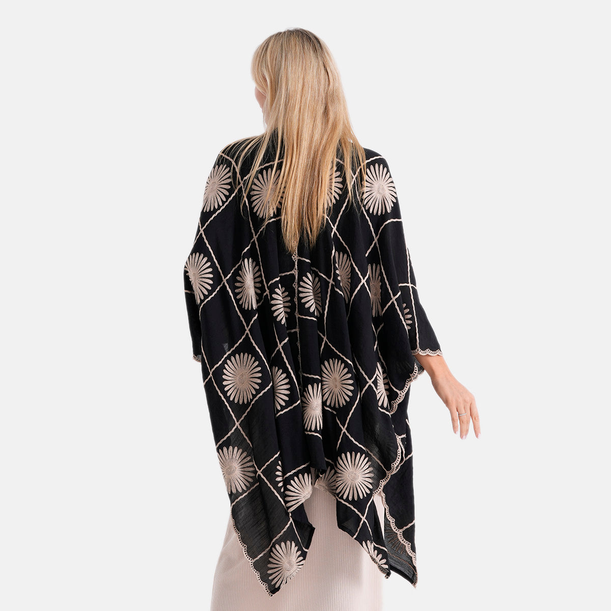 La Marey Full Embroidery Longline Kimono (One Size) - Black V32564579 3