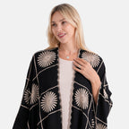 La Marey Full Embroidery Longline Kimono (One Size) - Black_8493403_4