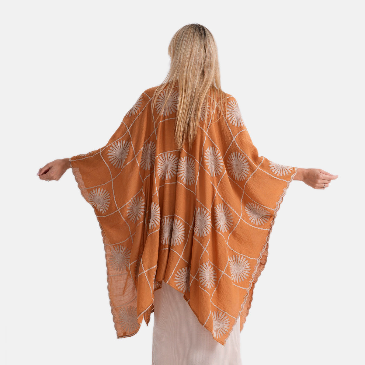 La Marey Full Embroidery Longline Kimono (One Size) - Mustard V32637156 3