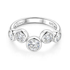 D'Joy - GRA Certified (D-VVS1) Moissanite 5 Stone Ring in Rhodium Overlay Sterling Silver 1.56 Ct._8493495