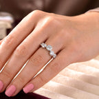 D'Joy - GRA Certified (D-VVS1) Moissanite 5 Stone Ring in Rhodium Overlay Sterling Silver 1.56 Ct._8493495_1