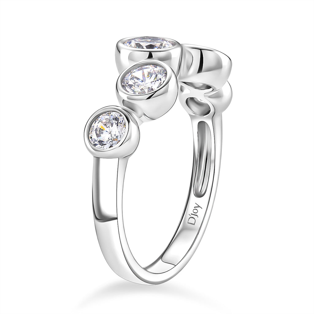 D'Joy - GRA Certified (D-VVS1) Moissanite 5 Stone Ring in Rhodium Overlay Sterling Silver 1.56 Ct._8493495_3
