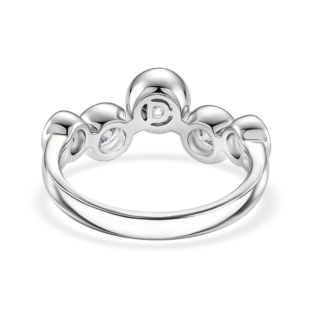D'Joy - GRA Certified (D-VVS1) Moissanite 5 Stone Ring in Rhodium Overlay Sterling Silver 1.56 Ct._8493495_4
