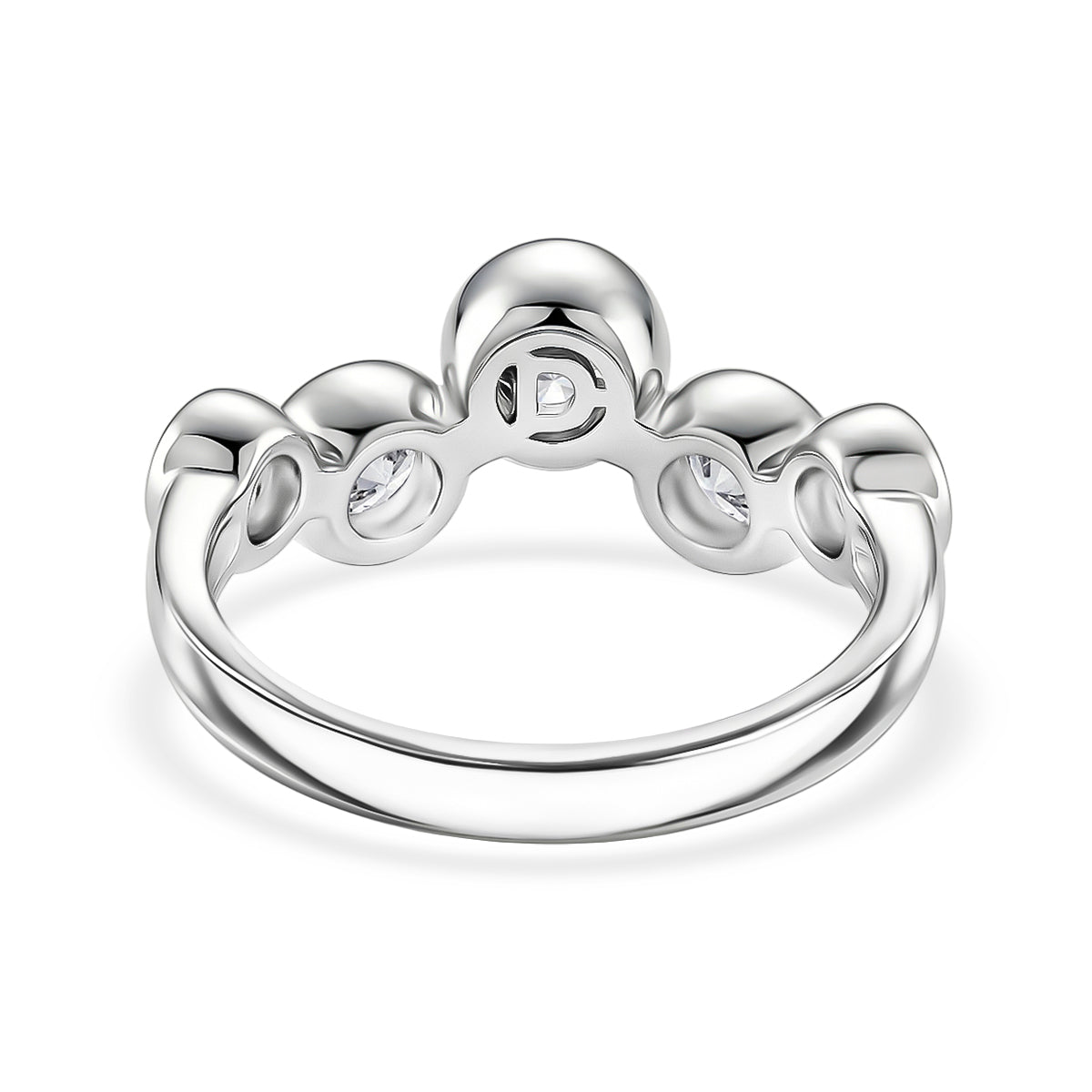 D'Joy - GRA Certified (D-VVS1) Moissanite 5 Stone Ring in Rhodium Overlay Sterling Silver 1.56 Ct. V32611320 5