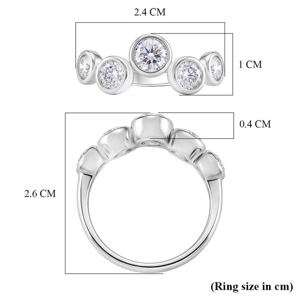 D'Joy - GRA Certified (D-VVS1) Moissanite 5 Stone Ring in Rhodium Overlay Sterling Silver 1.56 Ct._8493495_5