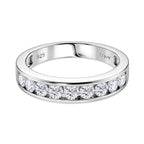 D'Joy - GRA Certified Moissanite Half Eternity Band Ring in Rhodium Overlay Sterling Silver 1.00 Ct._8493517