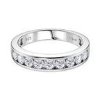 D'Joy - GRA Certified Moissanite Half Eternity Band Ring in Rhodium Overlay Sterling Silver 1.00 Ct._8493518