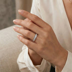D'Joy - GRA Certified Moissanite Half Eternity Band Ring in Rhodium Overlay Sterling Silver 1.00 Ct._8493518_1