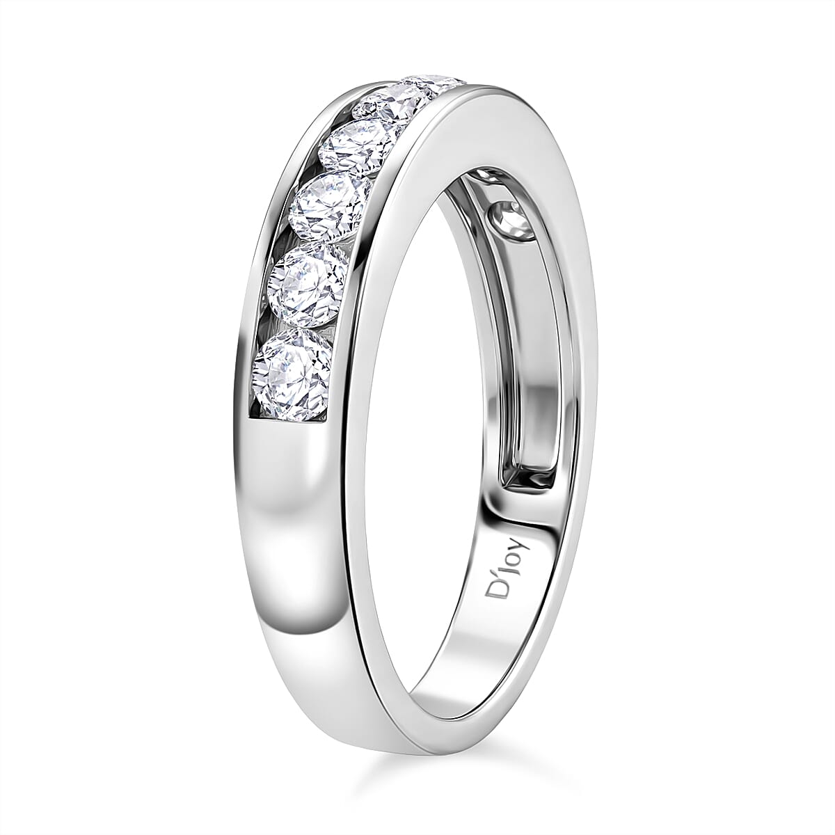 D'Joy - GRA Certified Moissanite Half Eternity Band Ring in Rhodium Overlay Sterling Silver 1.00 Ct. V32490027 4