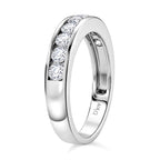 D'Joy - GRA Certified Moissanite Half Eternity Band Ring in Rhodium Overlay Sterling Silver 1.00 Ct._8493518_3