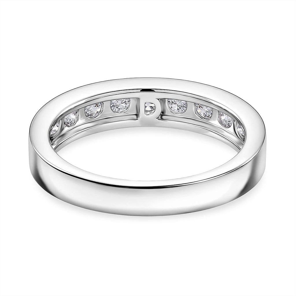 D'Joy - GRA Certified Moissanite Half Eternity Band Ring in Rhodium Overlay Sterling Silver 1.00 Ct._8493518_4