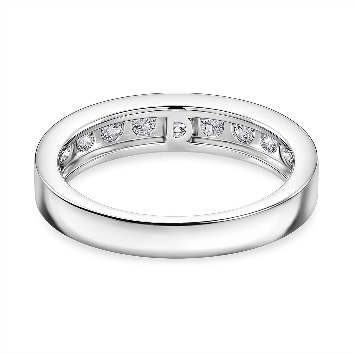 D'Joy - GRA Certified Moissanite Half Eternity Band Ring in Rhodium Overlay Sterling Silver 1.00 Ct. V32490027 5