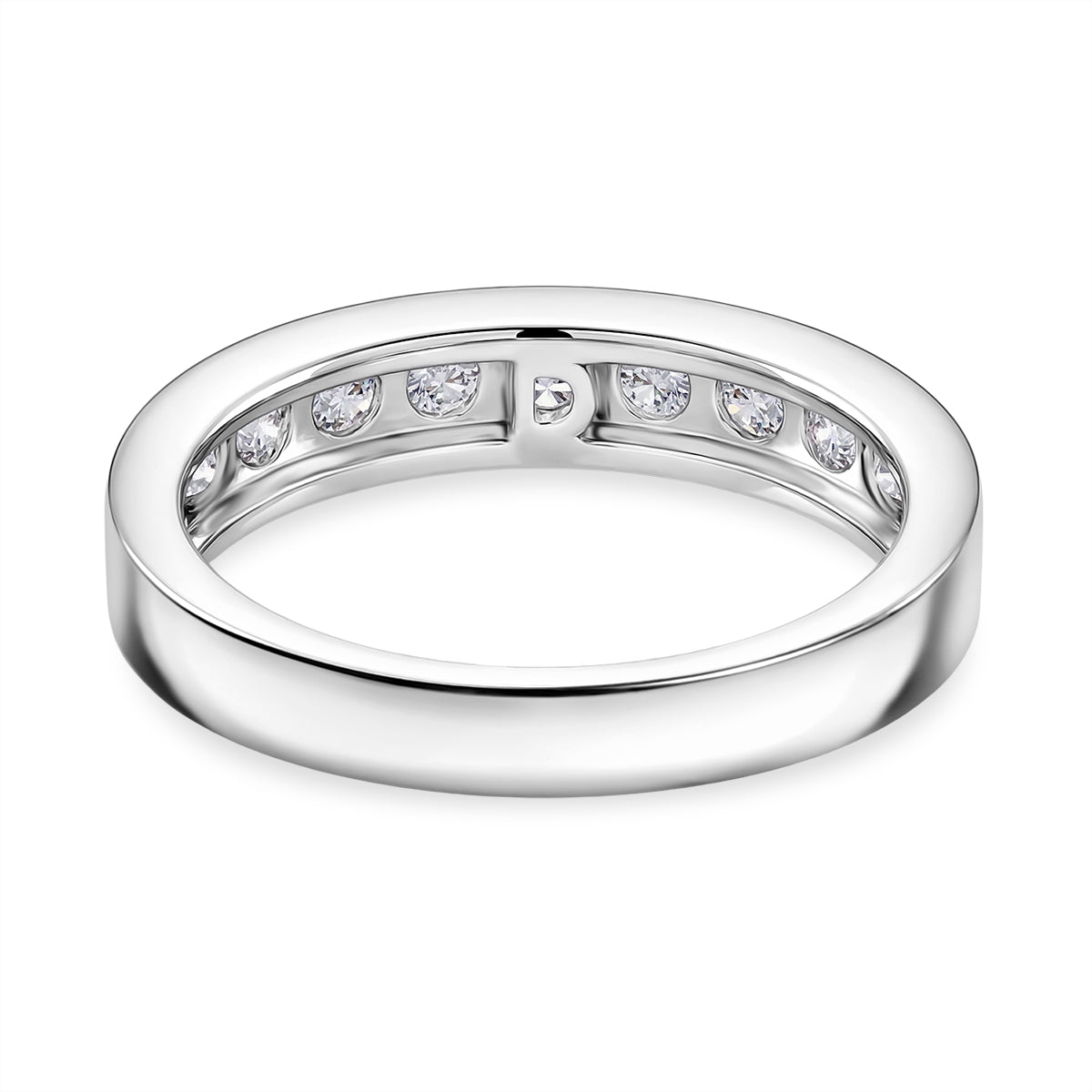 D'Joy - GRA Certified Moissanite Half Eternity Band Ring in Rhodium Overlay Sterling Silver 1.00 Ct. V32527414 5