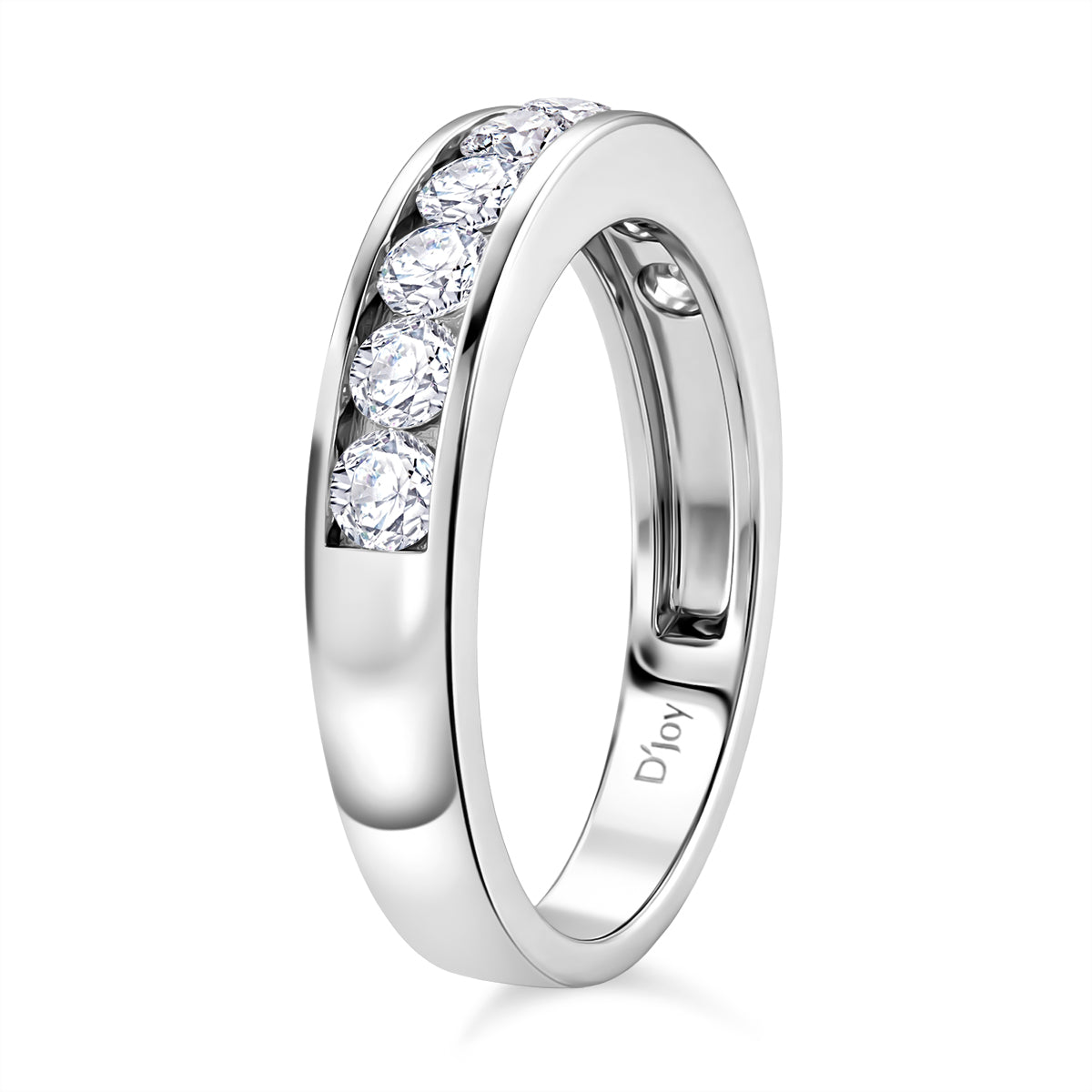 D'Joy - GRA Certified Moissanite Half Eternity Band Ring in Rhodium Overlay Sterling Silver 1.00 Ct. V32527421 4