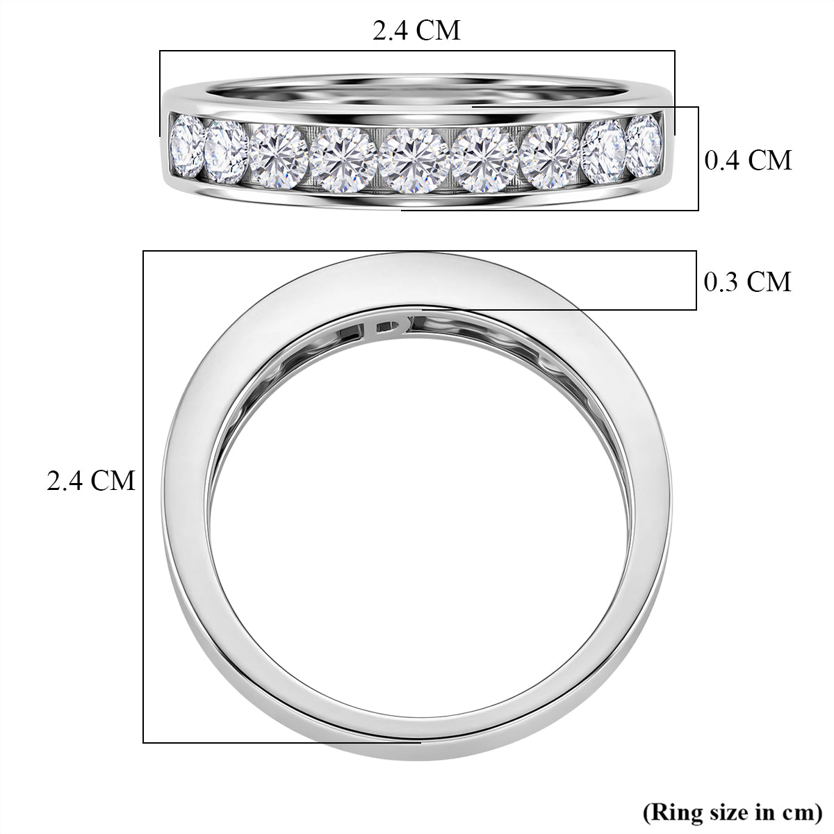 D'Joy - GRA Certified Moissanite Half Eternity Band Ring in Rhodium Overlay Sterling Silver 1.00 Ct. V32527421 6