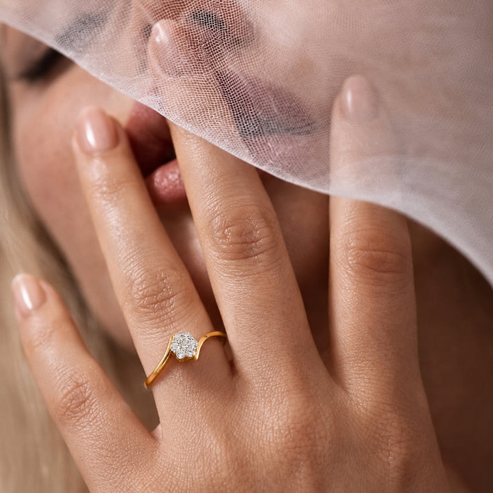 LUXURIANT Lab Grown Diamond Bypass Cluster Ring in Yellow Gold Plated Sterling Silver (SI-G-H) 8493538 2