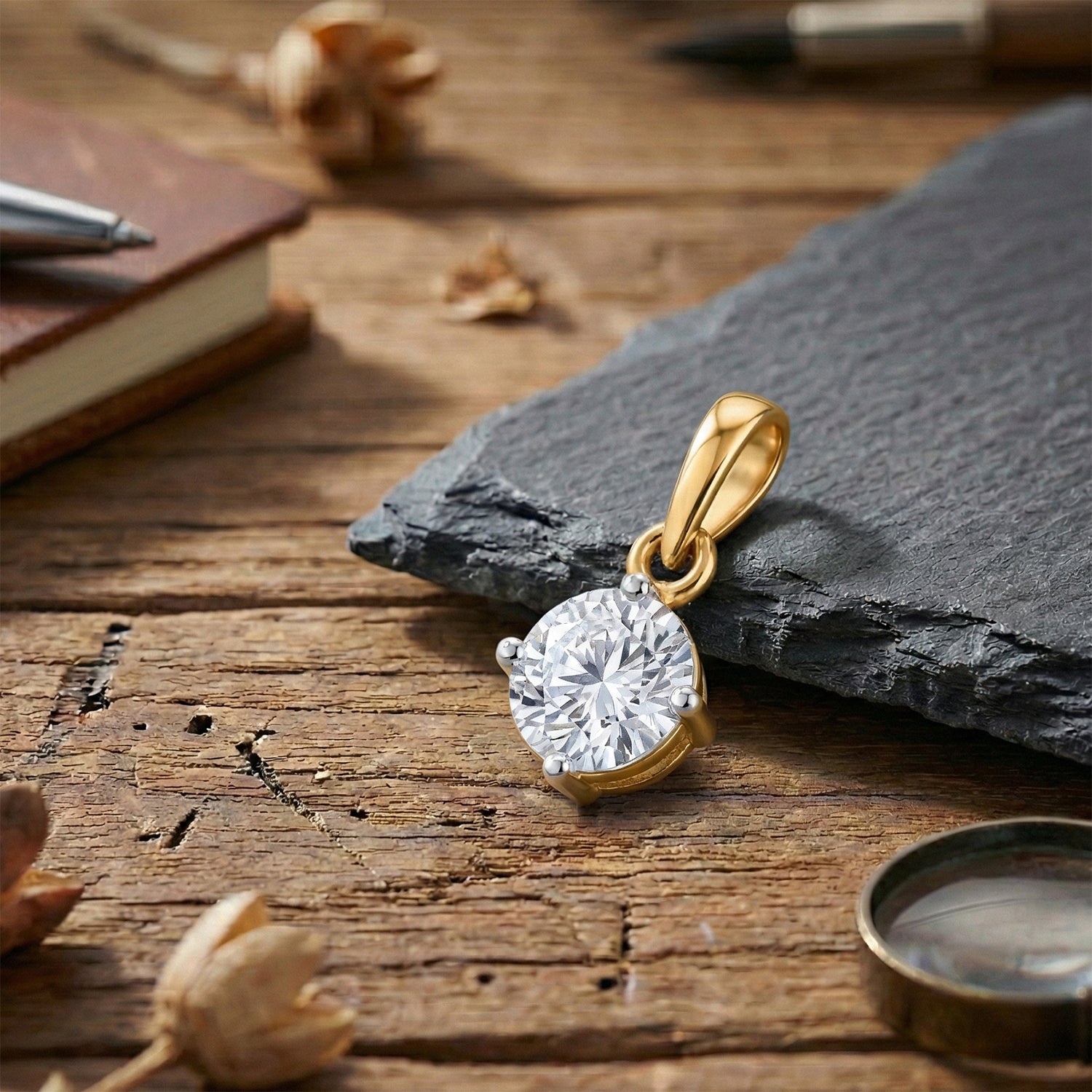 LUXURIANT 0.50 Ct. Lab Grown Diamond Solitaire Pendant in 9K Yellow Gold (SI-GH) 8493544 3