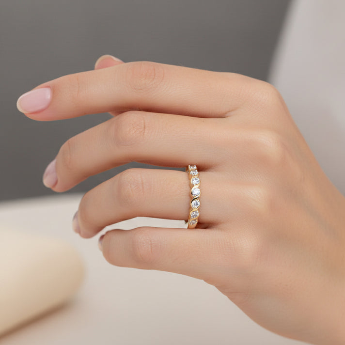 LUXURIANT Lab Grown Diamond Half Eternity Band Ring in 18K Vermeil Yellow Gold Over Sterling Silver 0.25 Ct. (SI-G-H) 8493545 2