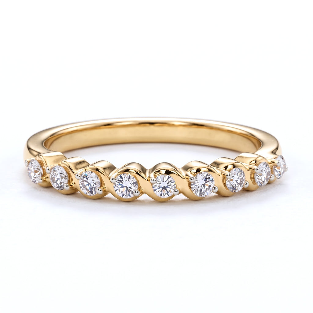 Luxuriant SI-G/H Lab Grown Diamond Half Eternity Band Ring in 18K Vermeil Yellow Gold Plated Sterling Silver 0.25 Ct._8493546